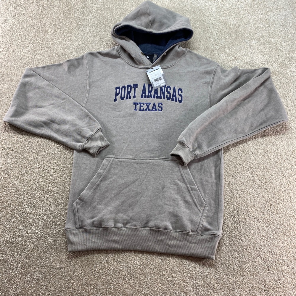 Valani Hoodie Mens Small Granite‎ Grey Port Aransas Texas Graphic Sweatshirt